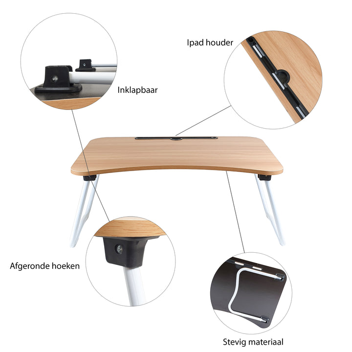 Bedtafel voor laptop, tablet, boek of ontbijt - hout (4)
