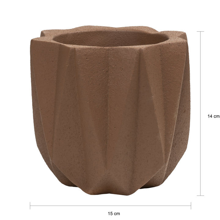 QUVIO Bloempot cement 15 x 15 x 14 cm - Bruin (1)