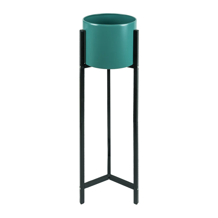 QUVIO Bloempot op metalen driepoot - Blauw (1)