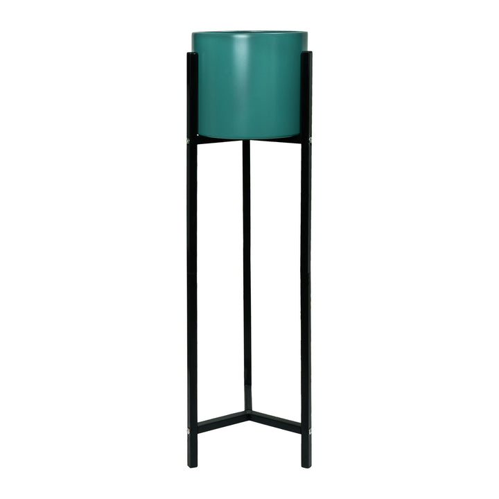 QUVIO Bloempot op metalen driepoot - Blauw (2)
