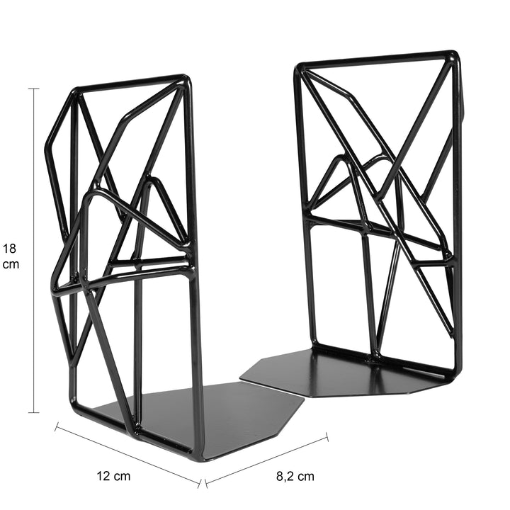 QUVIO Boekenstandaard design metaal 1 paar - Zwart (1)