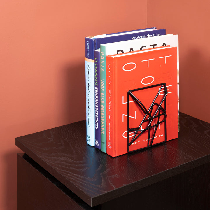 QUVIO Boekenstandaard design metaal 1 paar - Zwart (3)