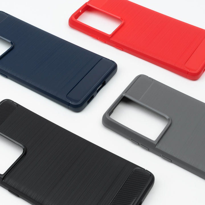 BMAX Carbon soft case hoesje voor Samsung Galaxy S21 Ultra - Rood (3)