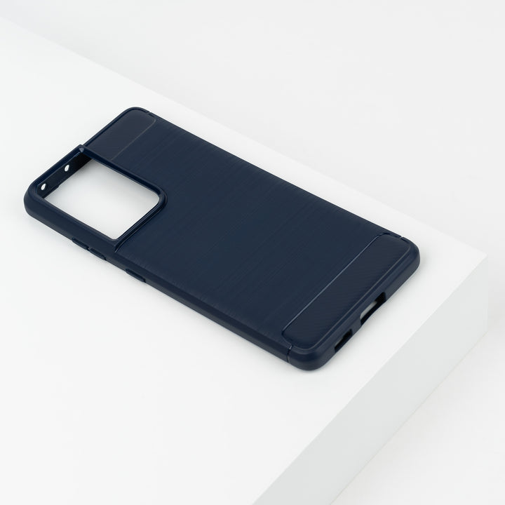 BMAX Carbon soft case hoesje voor Samsung Galaxy S21 Ultra - Blauw (1)