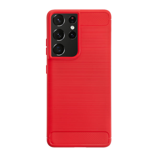 BMAX Carbon soft case hoesje voor Samsung Galaxy S21 Ultra - Rood