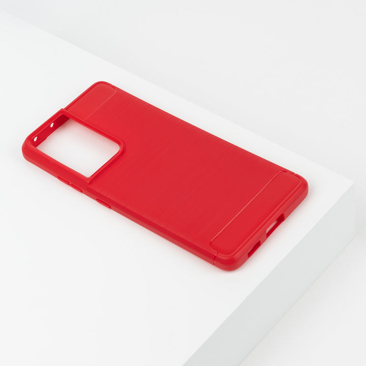 BMAX Carbon soft case hoesje voor Samsung Galaxy S21 Ultra - Rood (1)