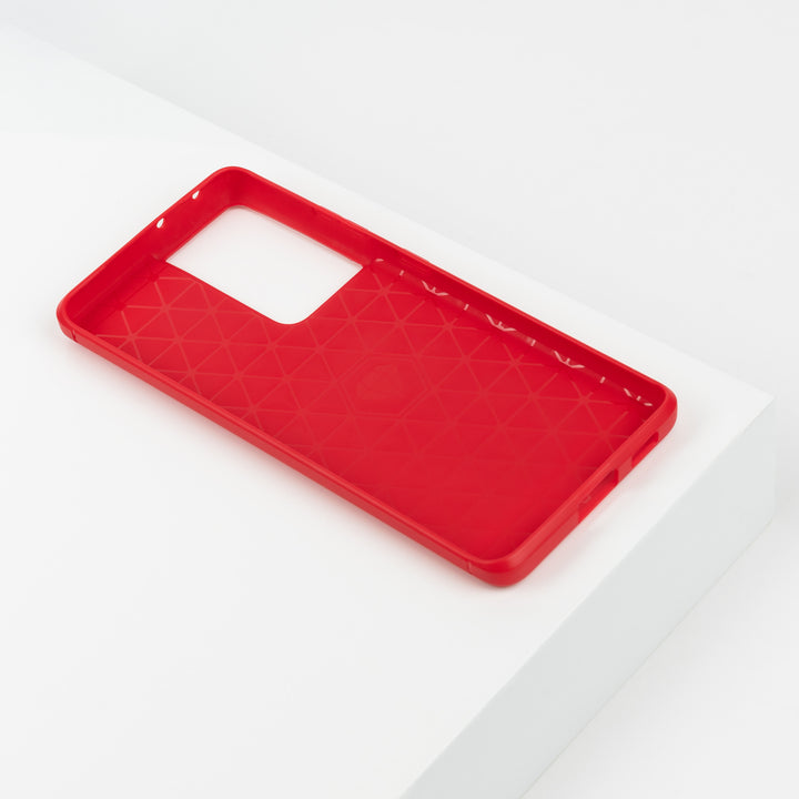 BMAX Carbon soft case hoesje voor Samsung Galaxy S21 Ultra - Rood (2)