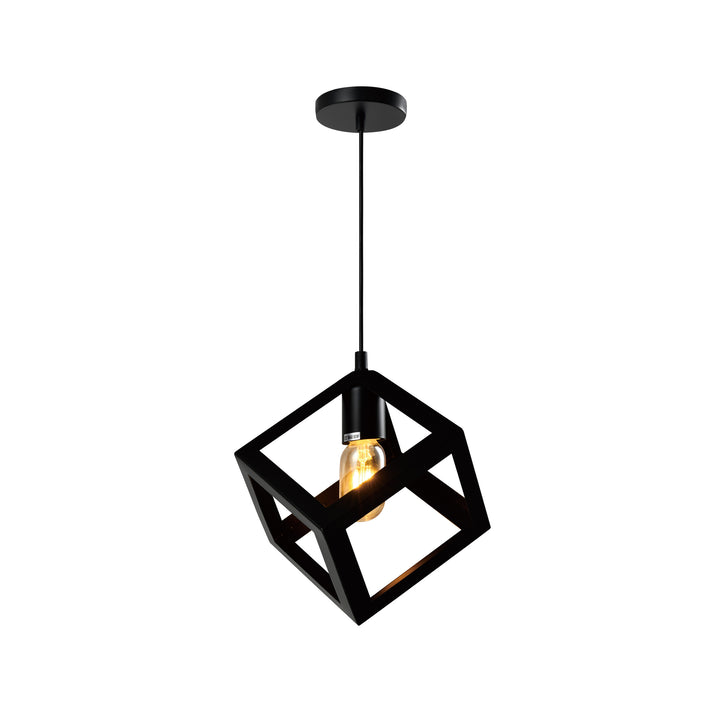 QUVIO Hanglamp met metalen frame vierkant zwart - QUV5150L-BLACK