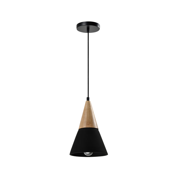 QUVIO Hanglamp langwerpig beton met hout zwart - QUV5141L-BLACK (1)