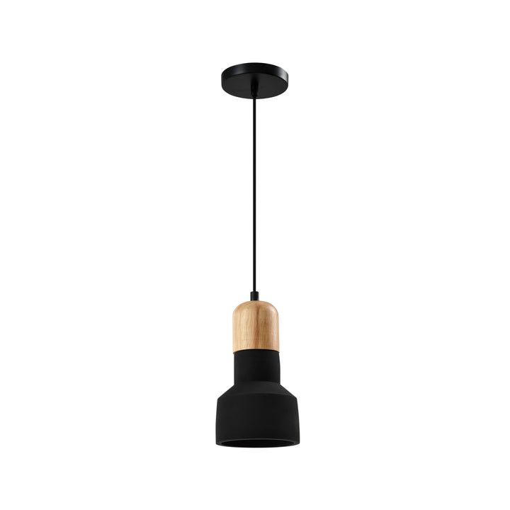 QUVIO Hanglamp langwerpig  beton met hout zwart - QUV5143L-BLACK (1)
