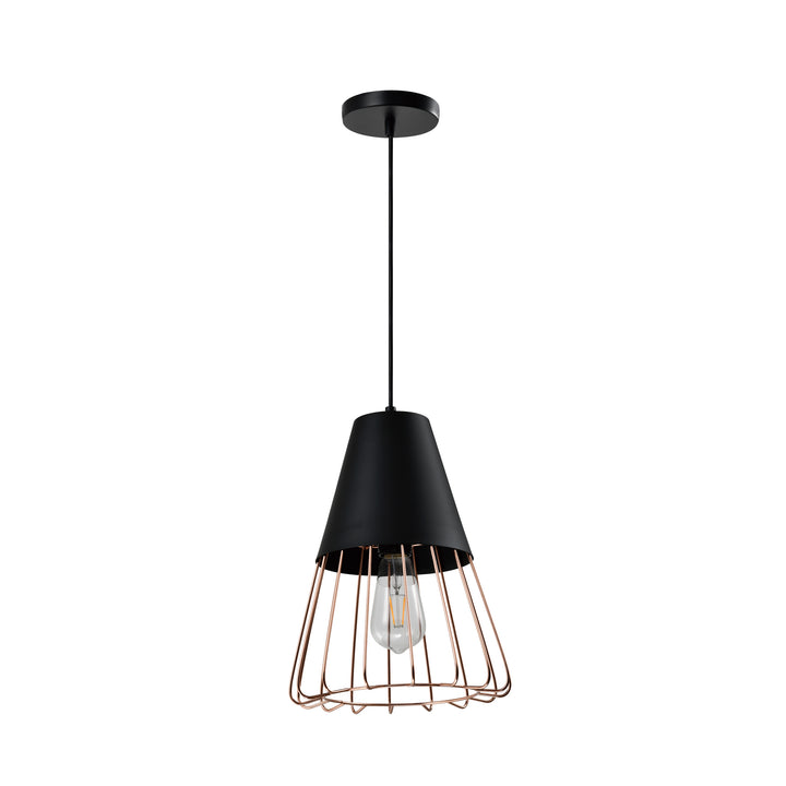 QUVIO Hanglamp langwerpig zwart met rosegoud frame - QUV5179L-BLACK (1)