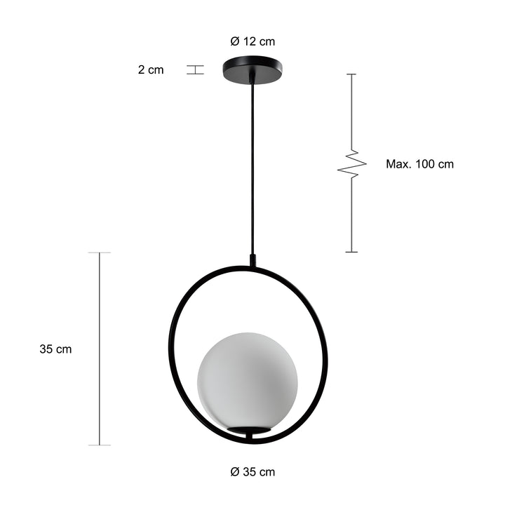 QUVIO Hanglamp glas rond zwart - QUV5122L-BLACK (2)