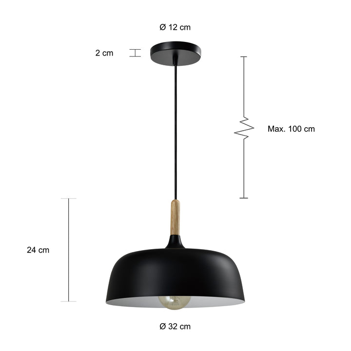 QUVIO Hanglamp rond zwart - QUV5128L-BLACK (2)