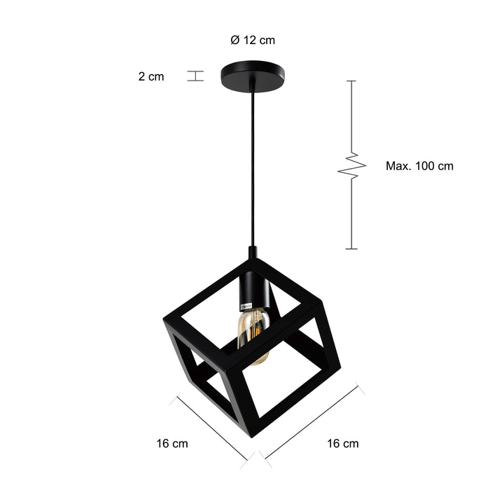 QUVIO Hanglamp met metalen frame vierkant zwart - QUV5150L-BLACK (2)