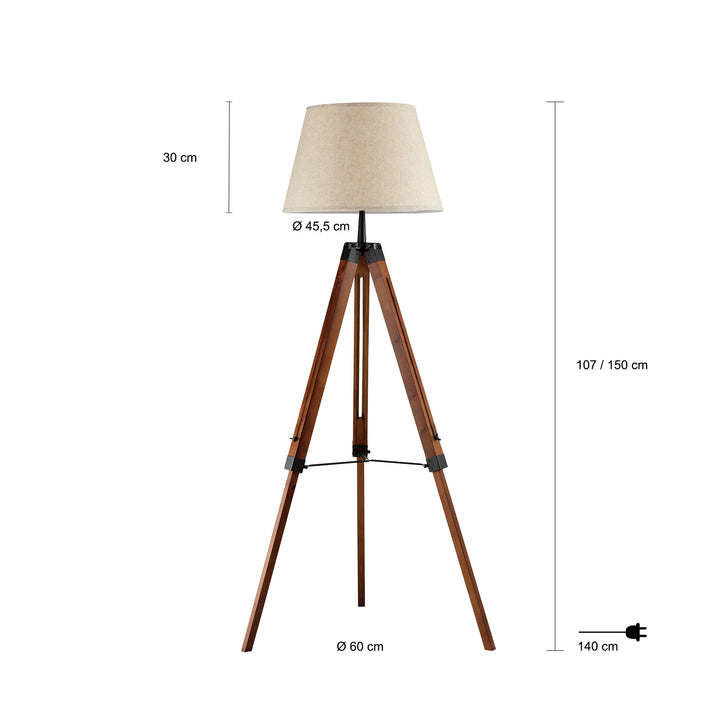 QUVIO Vloerlamp driepoot hout met beige kap - QUV5041L-WOOD (2)