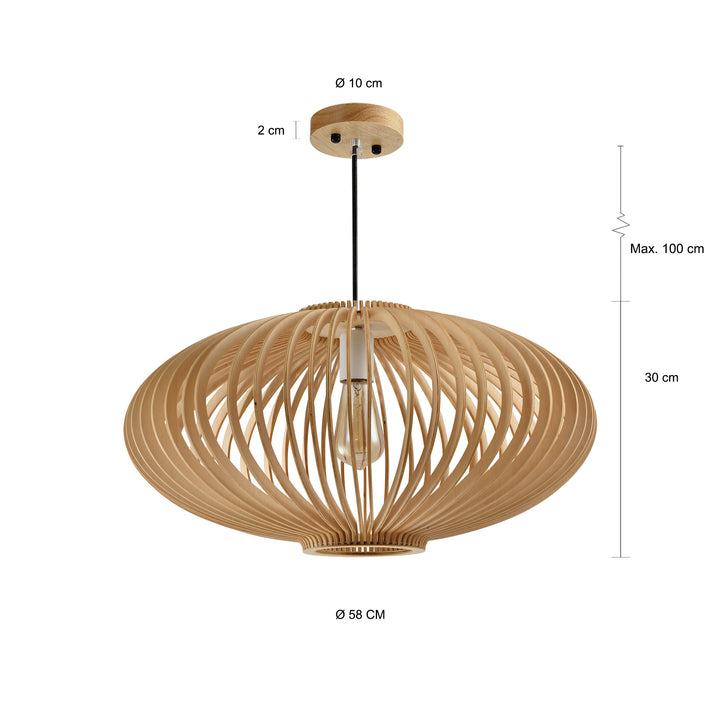 QUVIO Hanglamp hout rond 58cm - QUV5045L-WOOD (2)