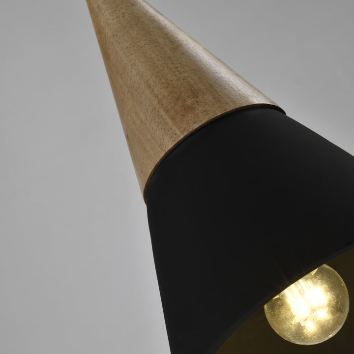 QUVIO Hanglamp langwerpig beton met hout zwart - QUV5141L-BLACK (3)