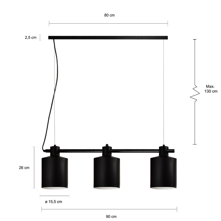 QUVIO Hanglamp 3-lichts ronde kap - QUV5062L-BLACK (2)