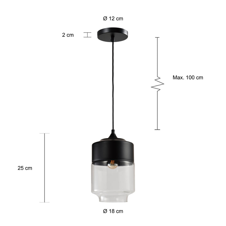QUVIO Hanglamp langwerpig glas zwart - QUV5102L-BLACK (2)