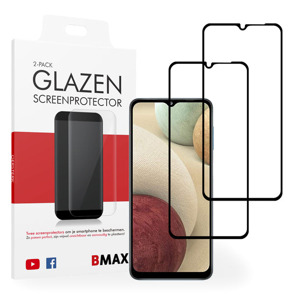 2-pack BMAX Samsung Galaxy A12 Screenprotector - Gehard glas - Full Cover