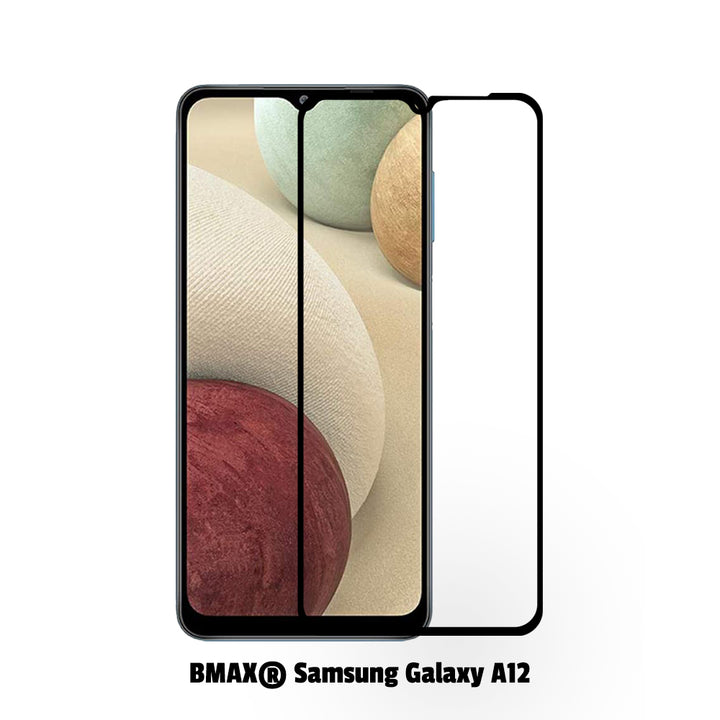 2-pack BMAX Samsung Galaxy A12 Screenprotector - Gehard glas - Full Cover (1)