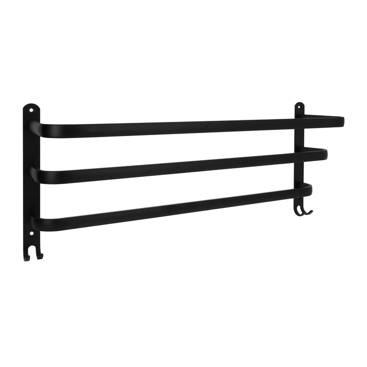 QUVIO Handdoekenrek wand met 3 stangen - 60 cm - RVS - Zwart (2)