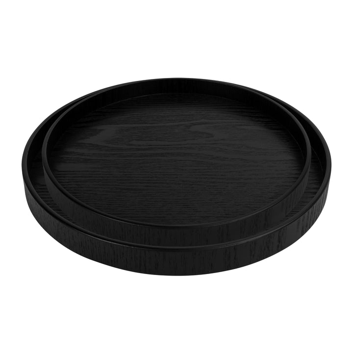 QUVIO Houten dienblad rond - set van 2 (24 cm en 27 cm) (3)