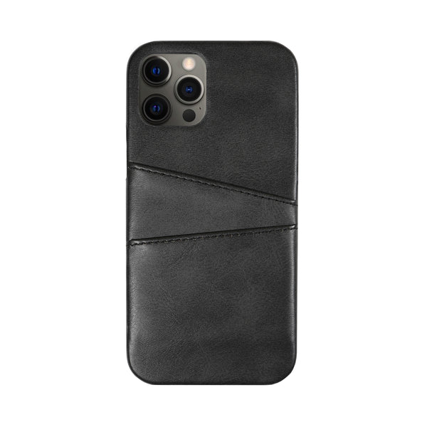 BMAX PU Leather Card Slots Hard Case hoesje voor iPhone 12 Pro Max - Black/Zwart