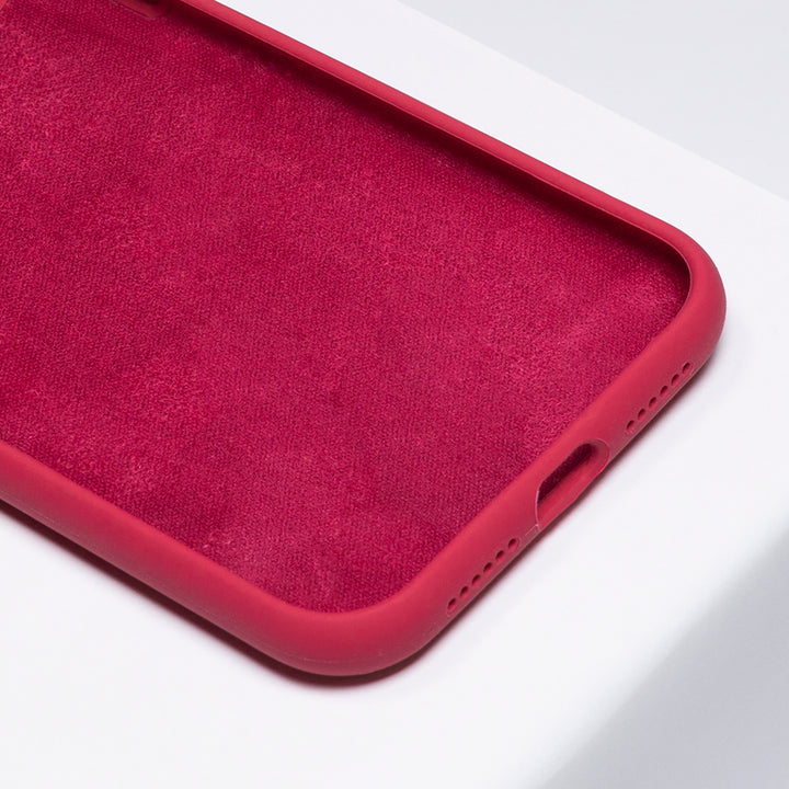 BMAX Liquid silicone case hoesje voor iPhone Xr - Peach/Bordeaux roze (3)