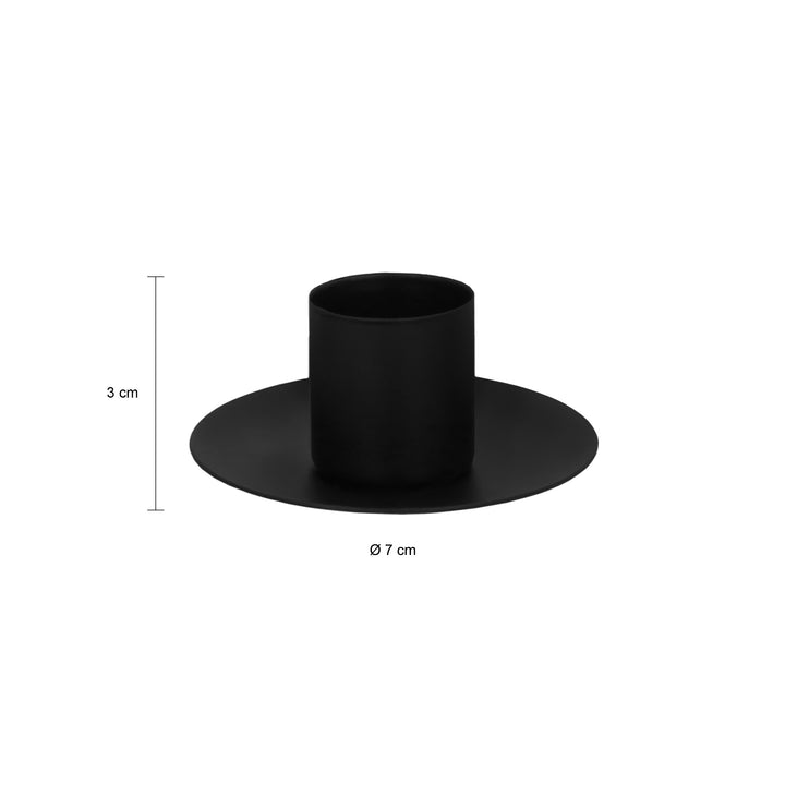 QUVIO Kaarsenstandaard rond -7 x 3 cm - Metaal - Zwart (2)
