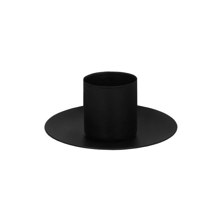 QUVIO Kaarsenstandaard rond -7 x 3 cm - Metaal - Zwart (1)