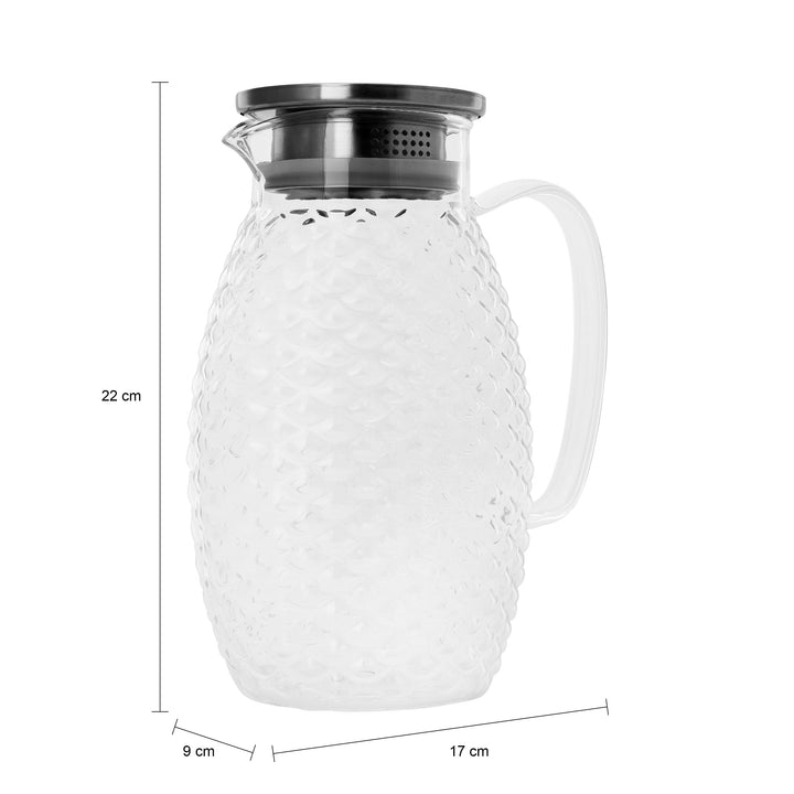 Krumble Karaf schubbenpatroon met filter, handvat en aluminium deksel  - 1,5 L - Glas (1)