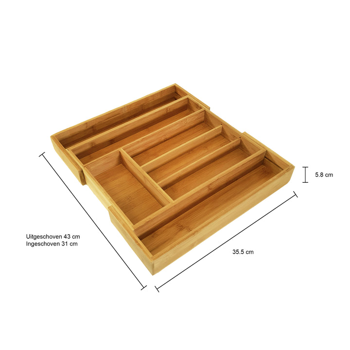 QUVIO Bestekbak organizer hout verstelbaar (2)
