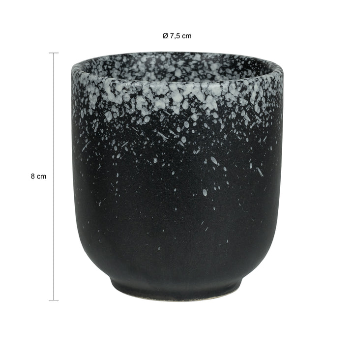 Krumble Koffie mok - 200 ml - Keramiek - Zwart met witte spetters (1)