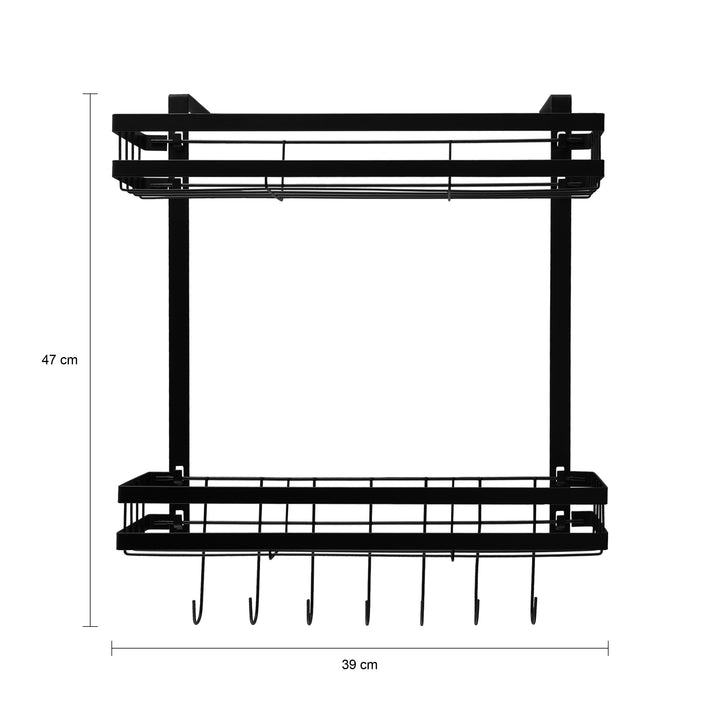 Krumble Kruidenrekje ophangbaar met  2 plankjes en 7 haakjes - metaal - Zwart (2)