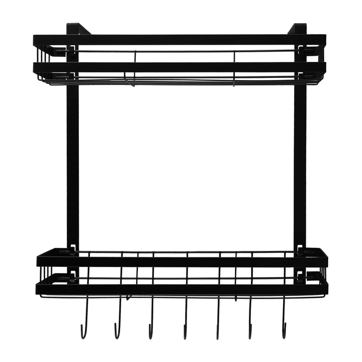 Krumble Kruidenrekje ophangbaar met  2 plankjes en 7 haakjes - metaal - Zwart (1)
