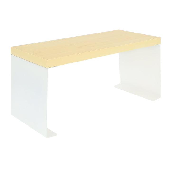 QUVIO Aanrecht organizer met houtlook plank - Metaal - Wit
