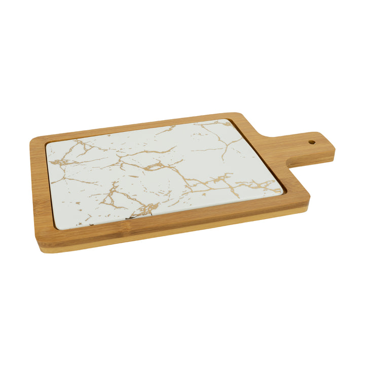Krumble serveerplank - hout en marmer look - Wit (1)