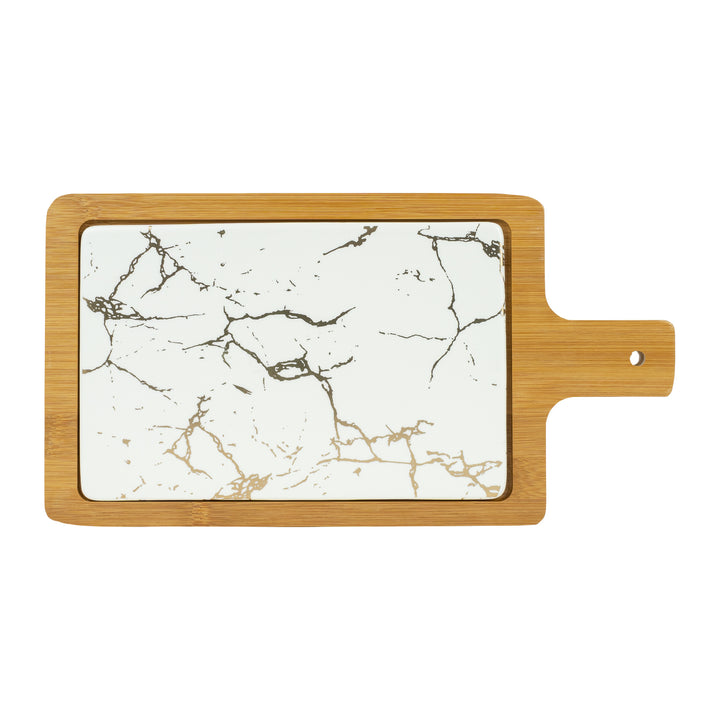 Krumble serveerplank - hout en marmer look - Wit (3)