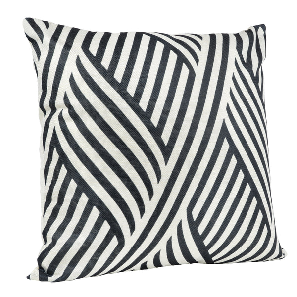 QUVIO Kussenhoes met golf patroon, 45 x 45cm - Zwart / beige