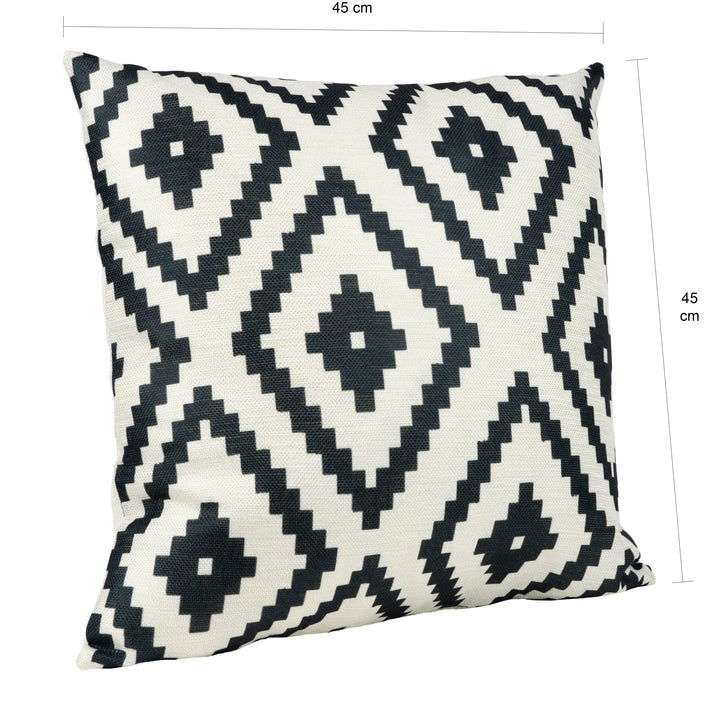 QUVIO Kussenhoes met ruit patroon (dikke lijnen), 45 x 45cm - Zwart / beige (1)