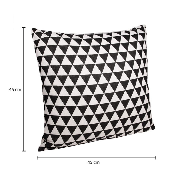 QUVIO Kussenhoes 45 x 45cm driehoekjes - Zwart en Wit (1)