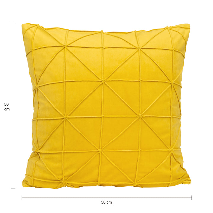 QUVIO Kussenhoes met grafisch patroon - 50 x 50 cm - Fluweel - Okergeel (2)