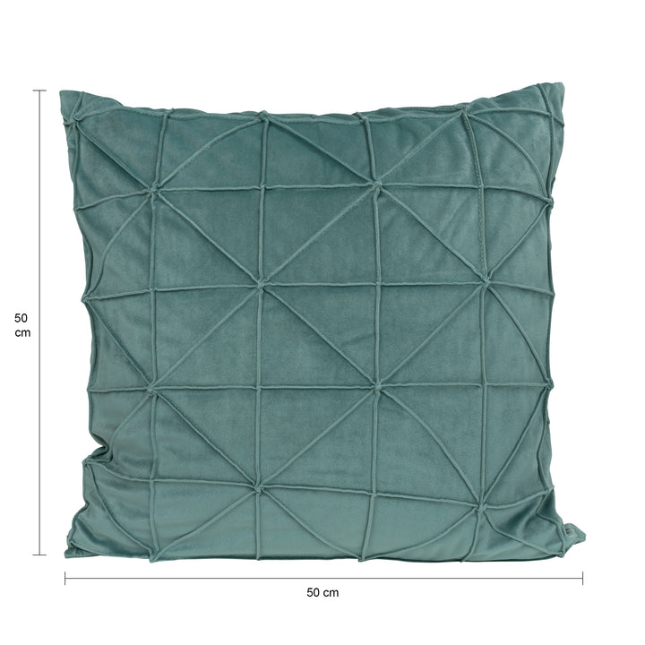 QUVIO Kussenhoes met grafisch patroon - 50 x 50 cm - Fluweel - Eucalyptus groen (2)