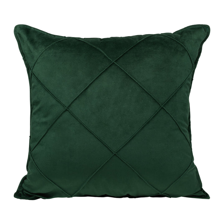 QUVIO Kussenhoes met ruit patroon - 50 x 50 cm - Fluweel - Donker Groen (1)