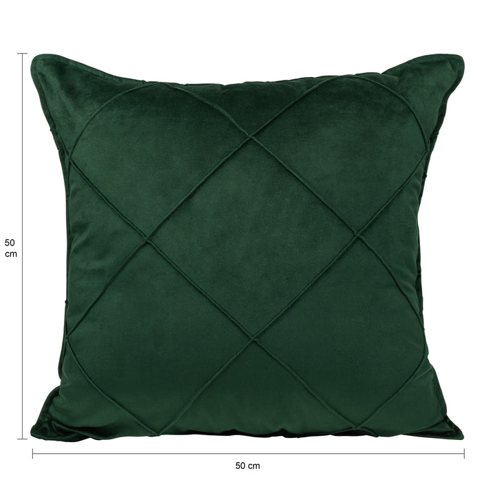 QUVIO Kussenhoes met ruit patroon - 50 x 50 cm - Fluweel - Donker Groen (2)