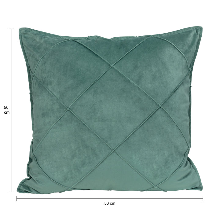 QUVIO Kussenhoes met ruit patroon - 50 x 50 cm - Fluweel - Eucalyptus groen (2)