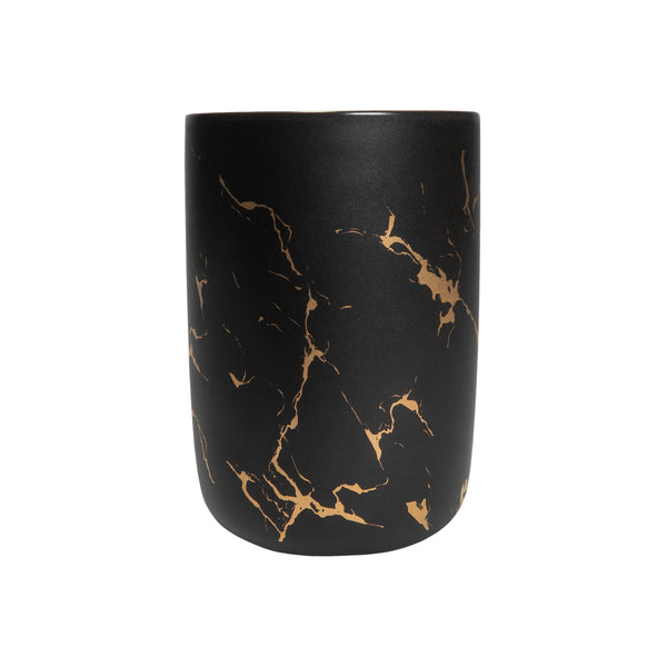 QUVIO Make-up kwastenhouder en tandenborstelhouder - Zwart met goud