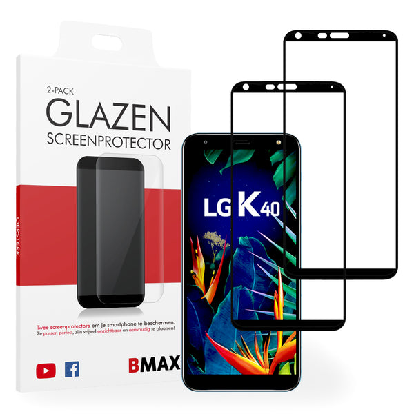 2-pack BMAX LG K40 Screenprotector - Gehard glas - Full Cover