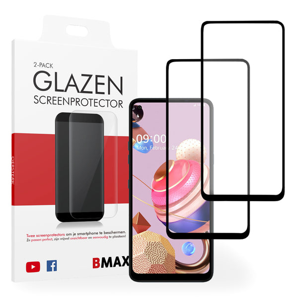 2-pack BMAX LG K51s Screenprotector - Gehard glas - Full Cover